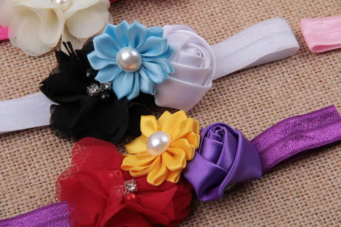 

Europe And America Hot Sales Children Headdress Classic Color Rose Sunflower Three Flowers Newborns Hair Band 8-Color