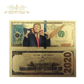 

10Pcs/Lot New America 2020 Year Trump Banknotes 2020 Dollar Bills Banknote in 24K Gold Plated Paper Money For Gifts