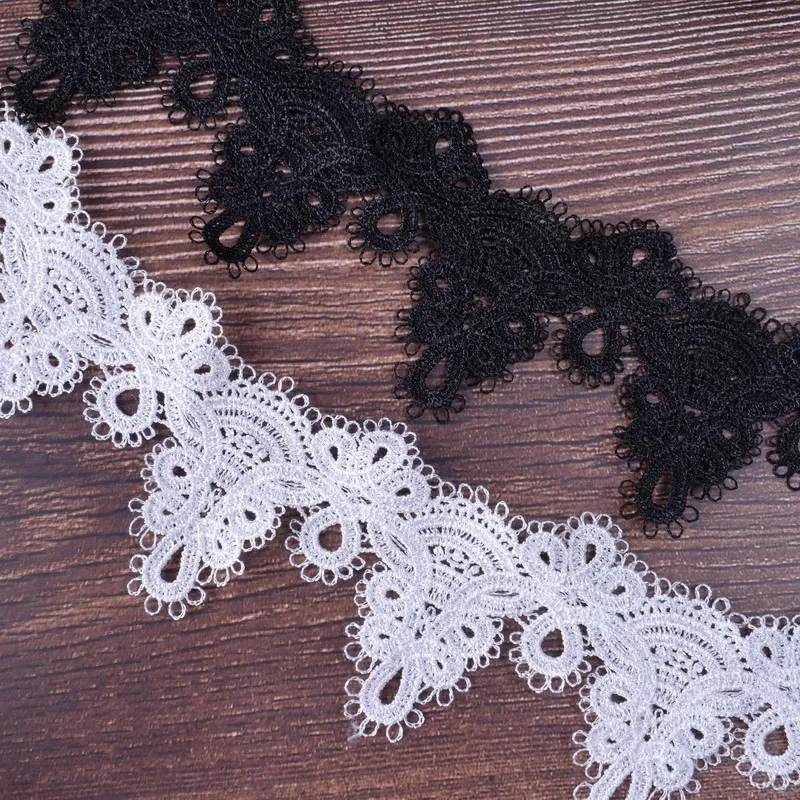 1Yard Embroidered White Black Flower Width 6CM Lace Fabric Sewing DIY Water soluble Trim Applique Ribbon Collar Decor BW019 | Дом и сад