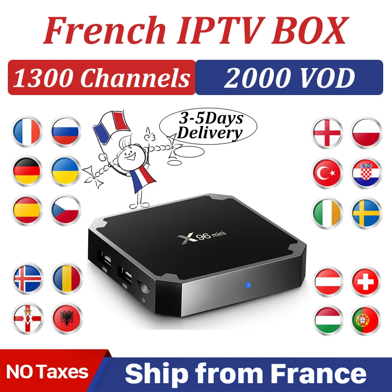 

French iptv box x96 mini android 7.1 tv box1300+Live 2000 VOD Neo ip tv subscription Arabic Europe France Belgium smart tv box