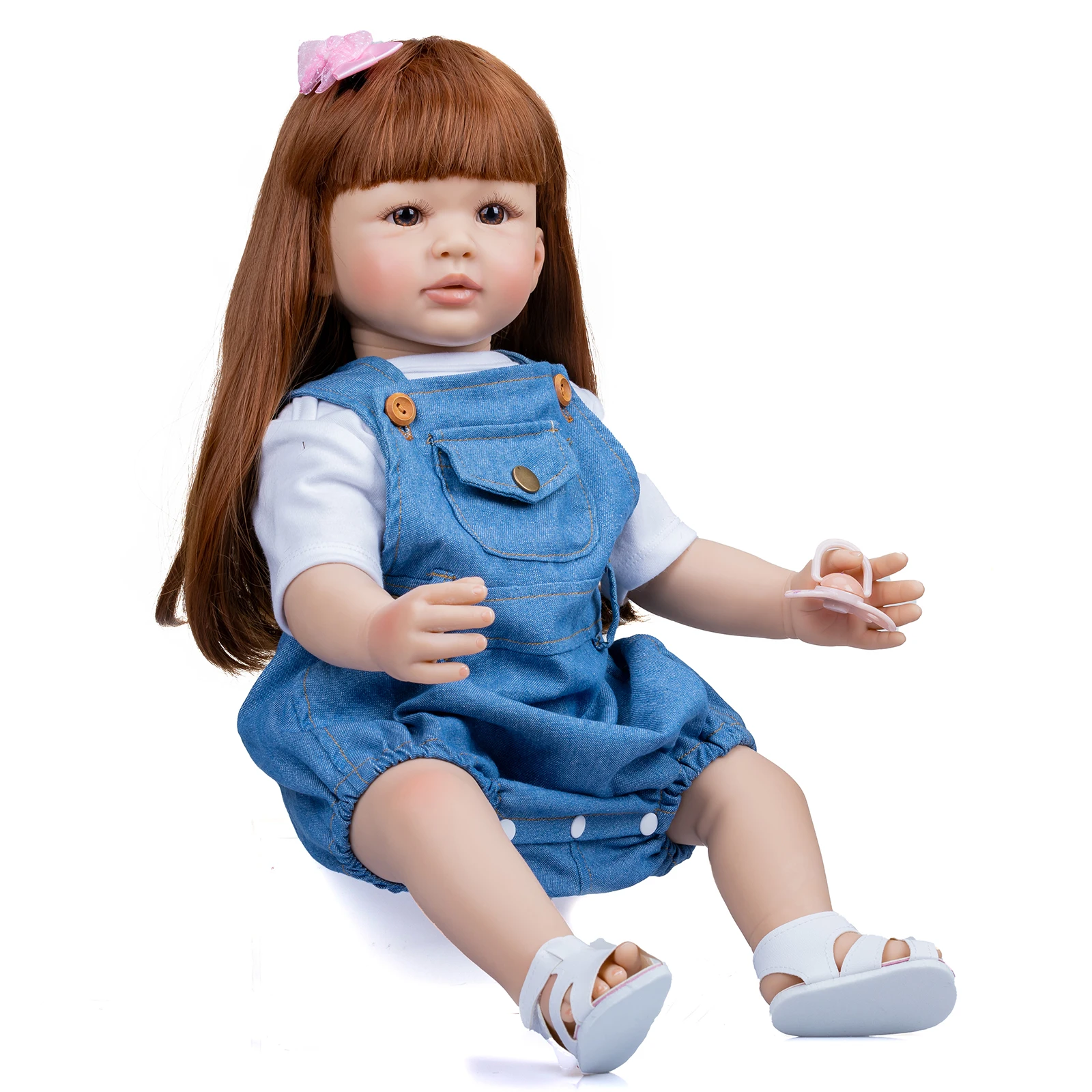 

24 INCH Lifelike bebe reborn doll baby soft Silicone cloth body girl baby doll toddler size collectibles children's birthday gif