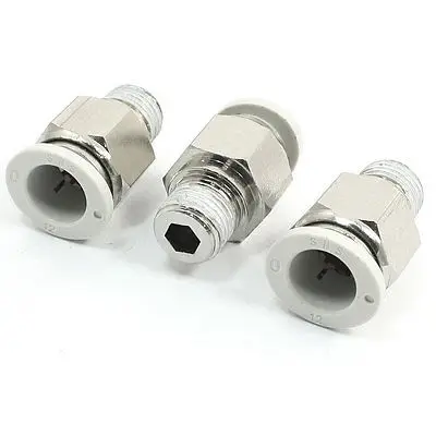 

12mm Tube 12mm Male Thread One Touch Pneumatic Compressor Quick Fittings 3Pcs