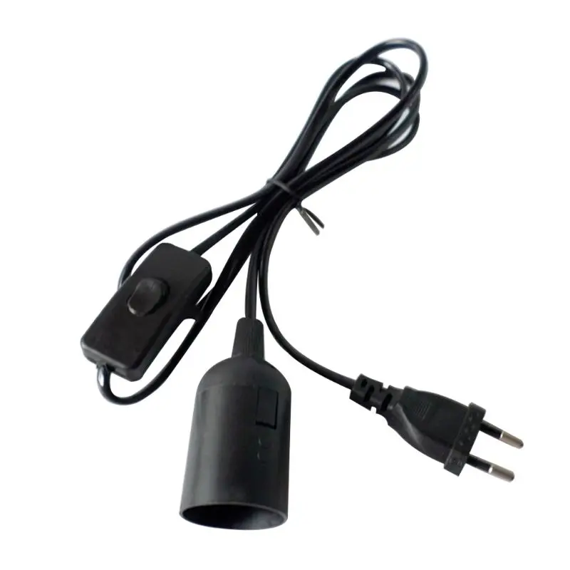 Cable de alimentación de 1,8 m, Base de lámpara E27, enchufe europeo, soporte de bombilla con interruptor K1MF