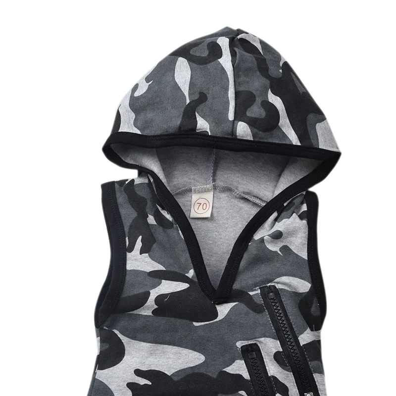 Baby Girls And Boys Hot Sale Summer Casual Fashion Jumpsuits Baby Boy Sleeveless Hooded Rompers Kids Toddler Baby Clothes