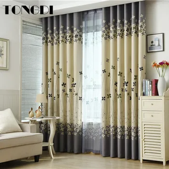 

TONGDI Blackout Curtains Elegance Floral Printing High-grade Decoration For Home Hotel Christmas Party Bedroom Living Room