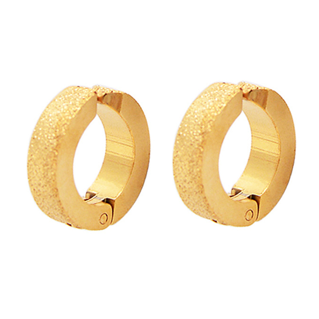 pair Classic Korean Punk Stainless Steel Ear Clip Earrings For Men Women Black No Pierced Fake Ear Circle New Pop Jewelry