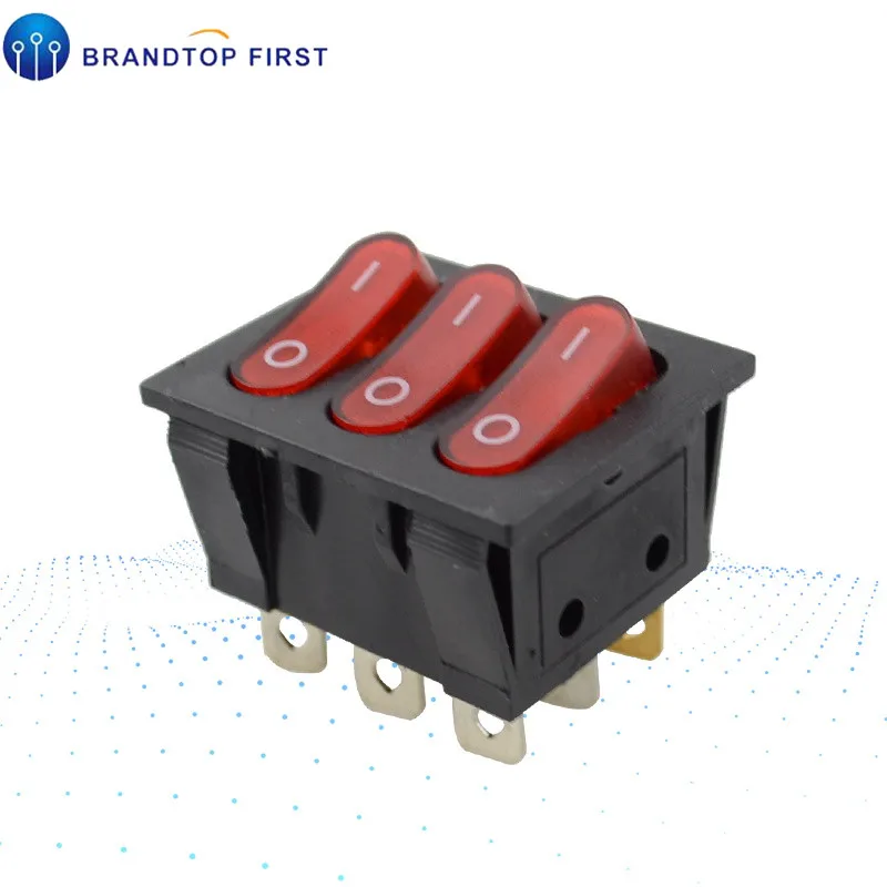 1 шт. 9 контактный тройной клавишный переключатель с подсветкой и питанием от