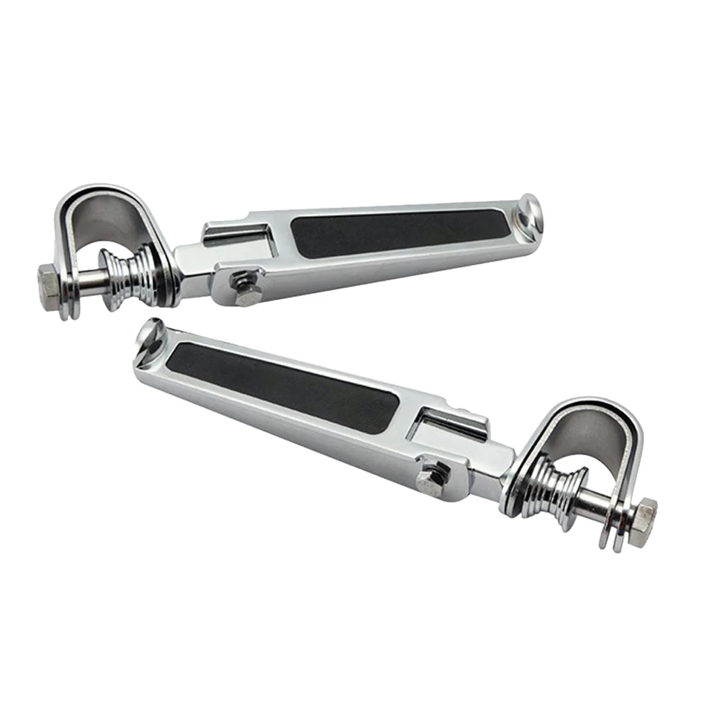 2pcs Silver Universal Motorcycle Foot Pegs Bracket Folding Engine Crash Bar