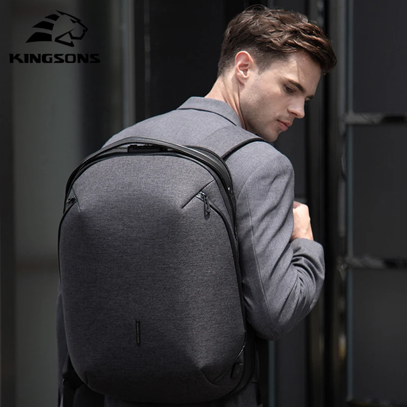 Kingsons 2020 New High-end Man Backpack Fit 15 inch Laptop USB Recharging Multi-layer Space Travel Waterproof Anti-thief Mochila