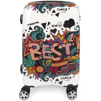 

NEWCOM Suitcase 24 Inch Luggage Spinner Wheels ABS+PC Hard Shell Graffiti Cartoon Printed TSA Lock for Youth