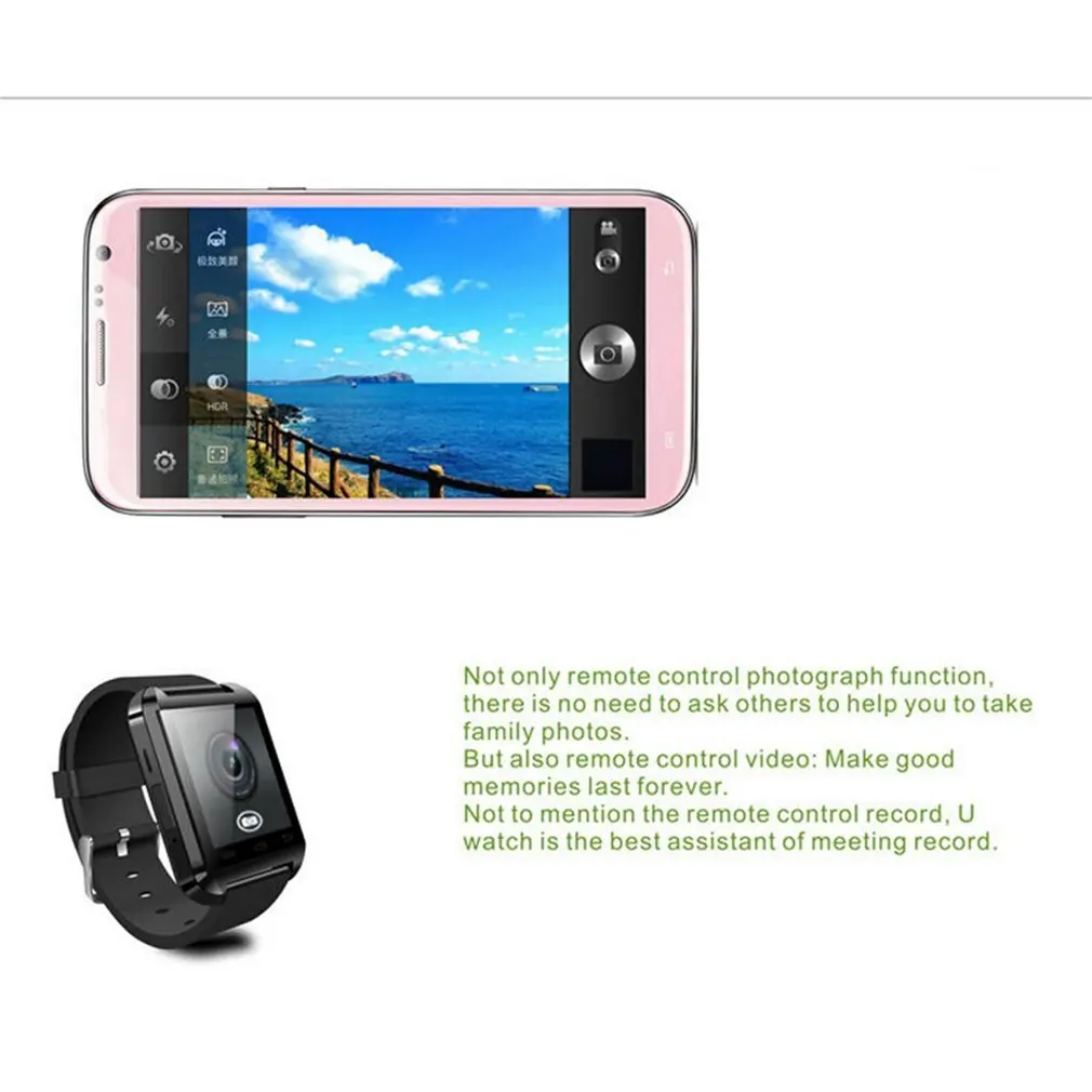 1 48 &quotTFT LCD Смарт наручные часы телефон Mate U8 Bluetooth V3.0 + EDR для iPhone IOS Samsung Android черный