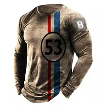 

Fashion Racing Pattern 3D Print Casual Long Sleeve Men's T-shirts Vintage Loose Oversized t shirts O-Neck Pullover EU Size 5XL