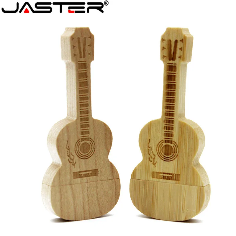 JASTER Wooden guitar usb flash drive natural wood bamboo pendrive 64GB 32GB 16GB 4GB memory stick thumb free custom logo|logo gift|wooden guitars