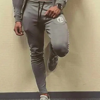 

2019 New Mens Sweatpants Fitness Bodybuilding Joggers Workout Trousers Casual Cotton Stitching Autumn Male Gyms Pencil pants