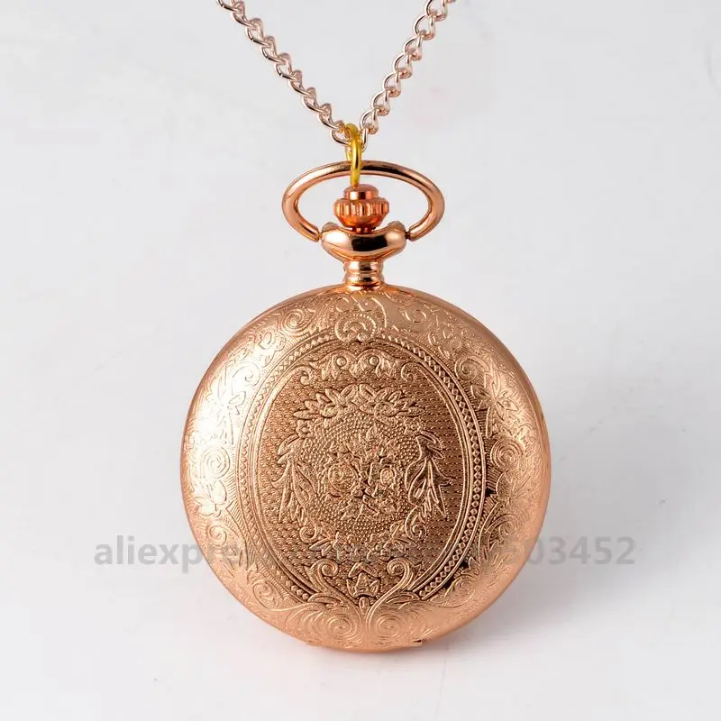 

100pcs/lot Rose Gold Flower Design Clock Unique Decoration Watch Hang Up Quartz Watch Rose Gold Necklace Watch Stock