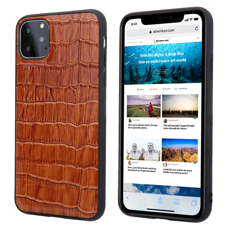 Чехол-накладка из натуральной воловьей кожи для iPhone 11 с текстурой крокодиловой |