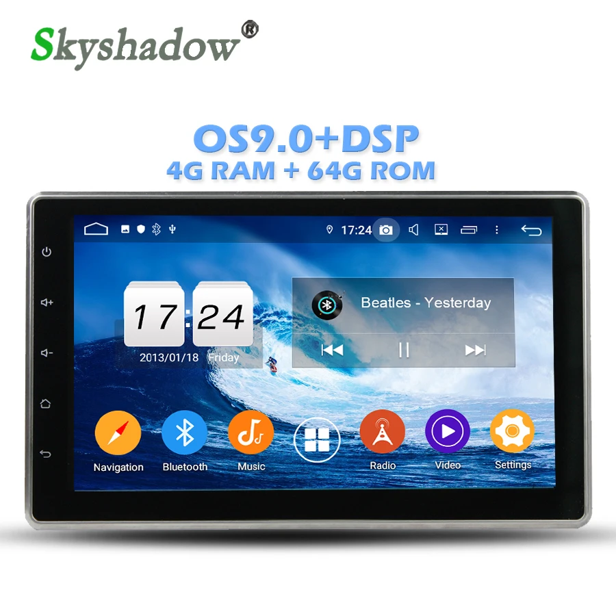 Discount 10.1" IPS TDA7851 DSP 2Din Android 9.0 For universal 4GB RAM 64GB ROM 8 Core Car DVD Player GPS Map RDS Radio wifi Bluetooth 4.2 0