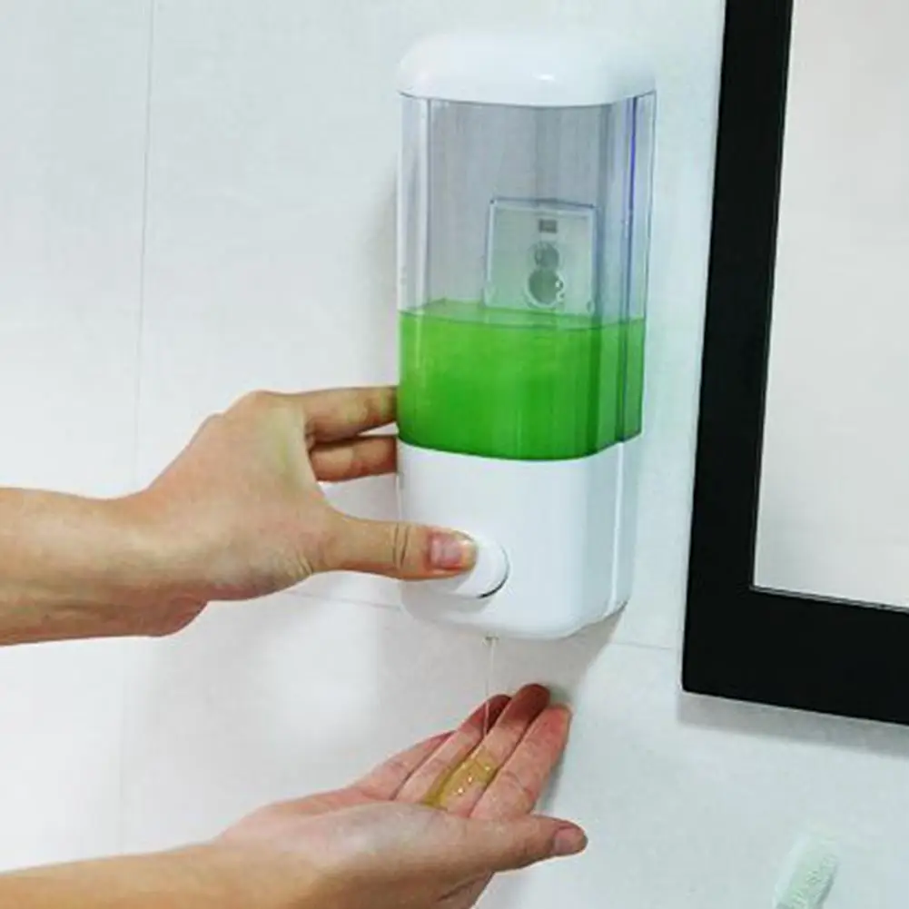 500ml Bathroom Soap Dispenser Wall Mounted Self-Adhesive Container Hand Press 
