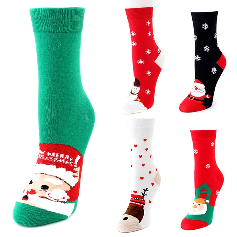 Осень-зима, женские, новогодние, рождественские носки с изображением снежного лося, милые, Мультяшные, толстые носки, длинные хлопковые носки