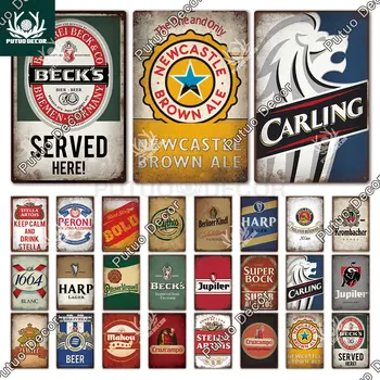 

Putuo Decor European Beer Vintage Metal Sign Tin Sign Decorative Plaque Bar Pub Man Cave Club Decor Wall Decoration