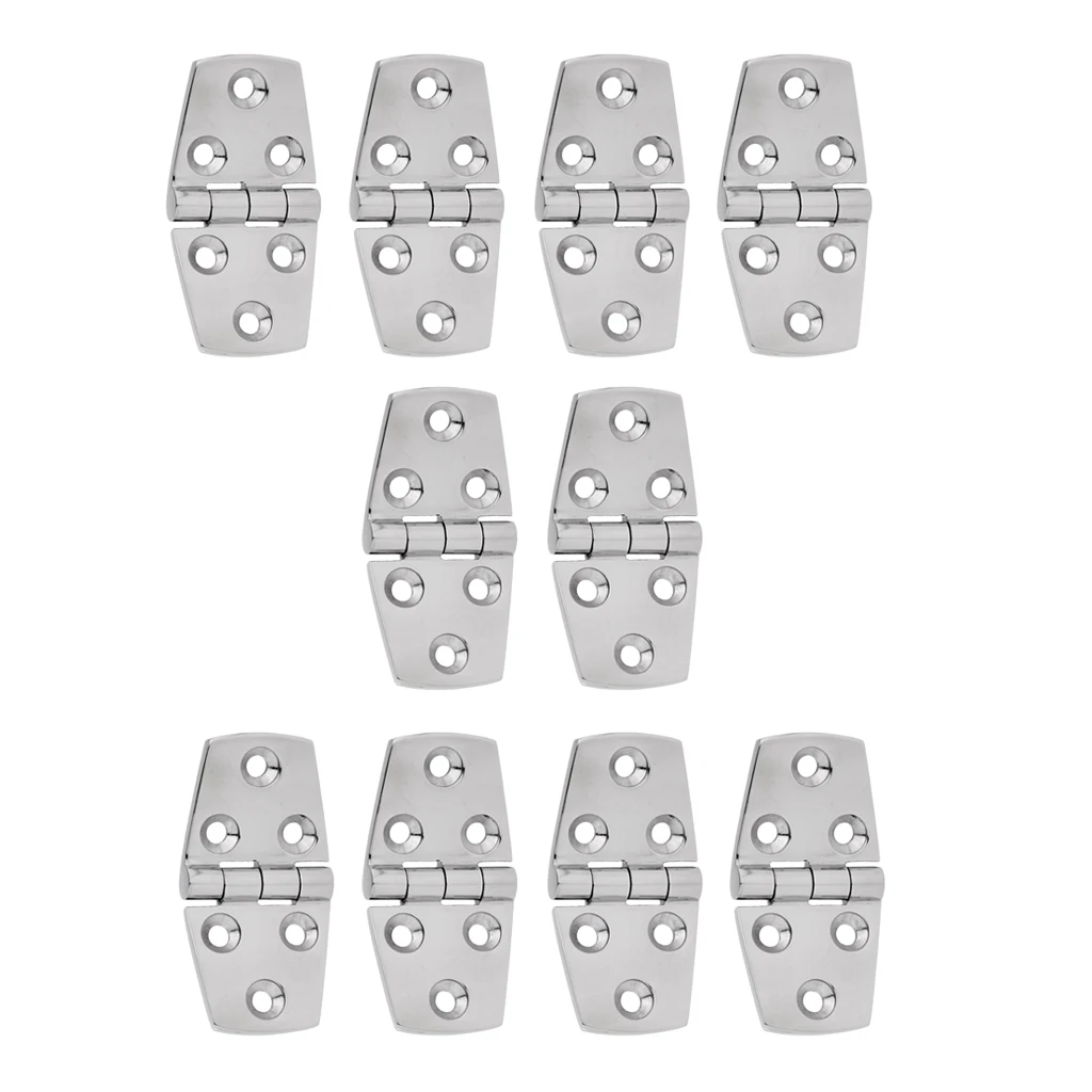 10 Pieces High Polished 316 Stainless Steel Strap Hinge Door Hinge Flush Mount Deck Hardware for Marine Boat Yacht RV