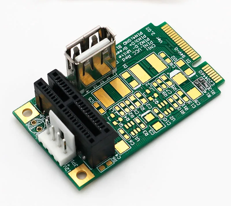 QINDIAN добавить на карты Mini PCI-E к PCI Express 1X Riser адаптер 4Pin вход питания Поддержка USB 2,0 передача данных до 480 Мбит/с