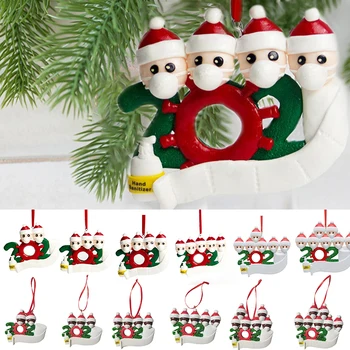

2020 Quarantine Christmas Decoration Gift Personalized Hanging Ornament Pandemic-Social Party Distancing Santa Claus with Mask