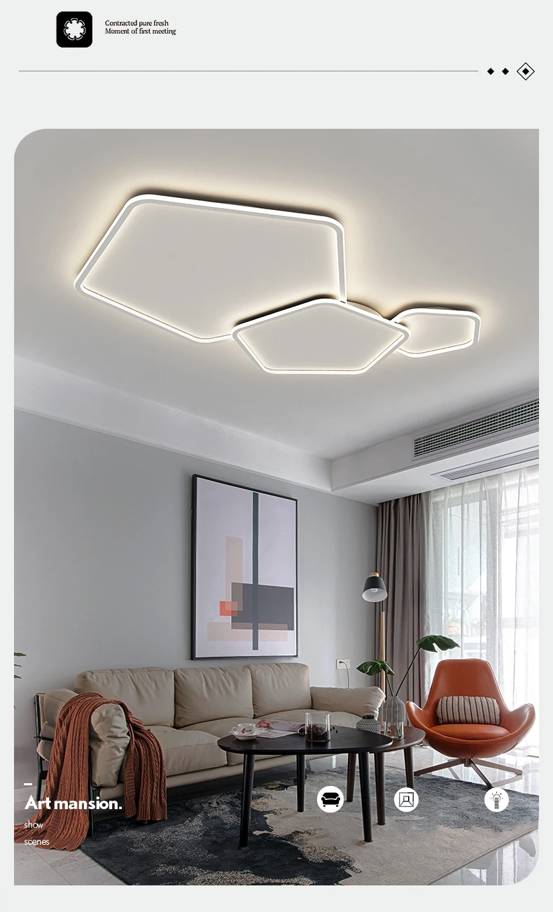 Modern Nordic Design LED Chandelier For Living Room Bedroom Dining Room Kithchen Ceiling Lamp White Geometry Simple Style Light lowes chandeliers