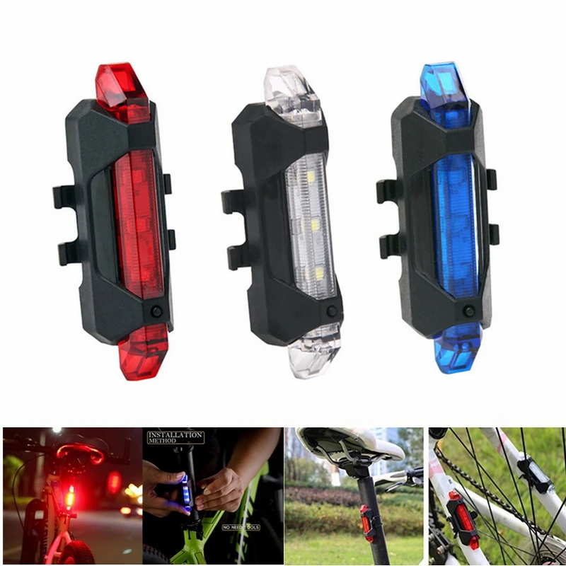 

Bike Bicycle light LED Taillight Rear Tail Safety Warning Cycling Portable Light, USB Style Rechargeable bike light