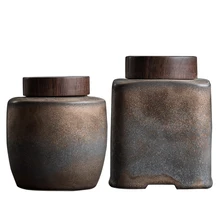 Ceramic Tea Box Vintage Tea Jar Tieguanyin Puer Storage Caddy Sugar Caddies Container Kung Fu Tea Set Accessories Decor Crafts