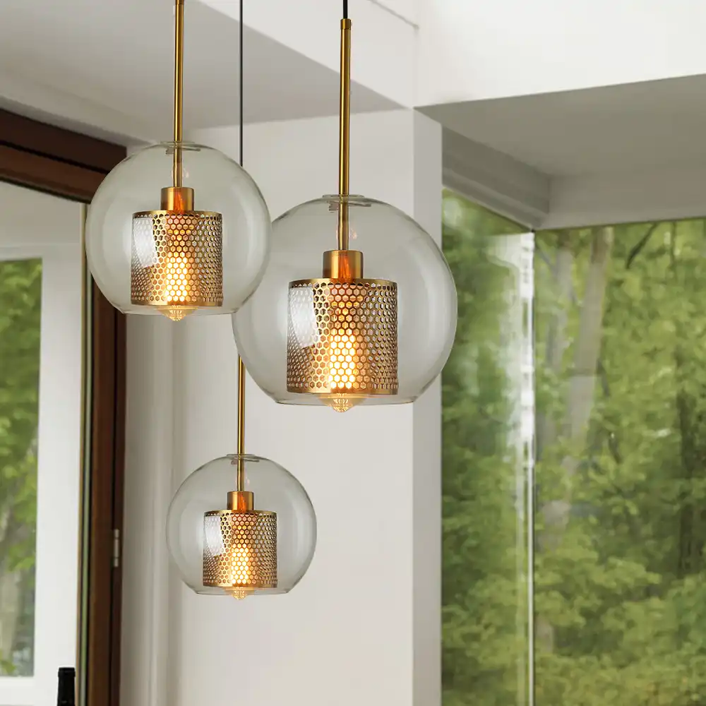 Designer Globus Kronleuchter lichter für wohnzimmer Schwarz/Gold Körper