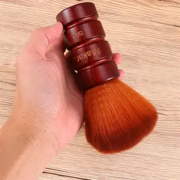 

1pc Solid Wood Handle Hair Cleaning Brush Professional Fiber Hair Brush Barber Neck Duster Salon Hair Sweep Soft Edge Hairbrush