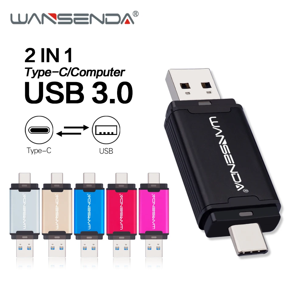 WANSENDA OTG USB 3 0 type C флеш накопитель 512 ГБ 256 для ПК 128 Гб 64 32 16 Флешка карта памяти|USB