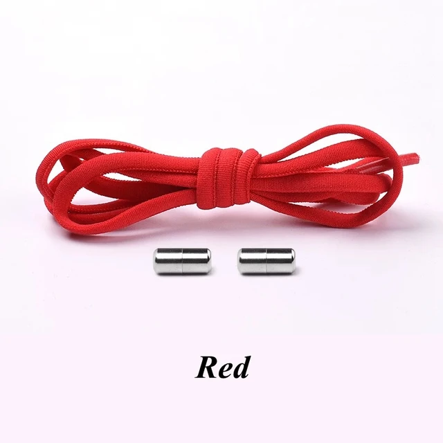 Semicircle No Tie Shoelaces Elastic Shoe laces Sneakers shoelace Metal Lock Lazy Laces for Kids and Adult One size fits all shoe Red
