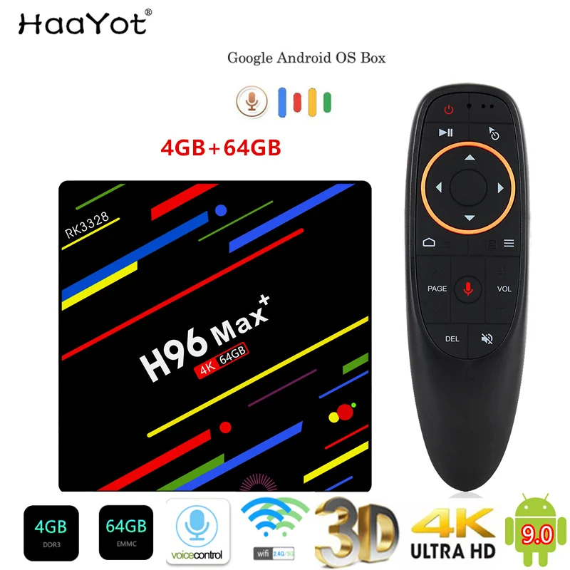

HAAYOT H96 MAX+ Tvbox Android 9.0 4G 64G Smartbox Set Top Box RK3328 TV Box Google Voice Control 2.4/5G Wifi 4K Media Player