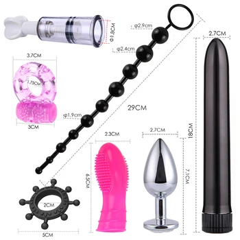 BDSM Bondage 15/17/26pcs Adult Game Prop Bullet Vibrator Butt Plug Gspot massage Handcuff Whip Mouth Gag Anal Bead Restraint Kit 4