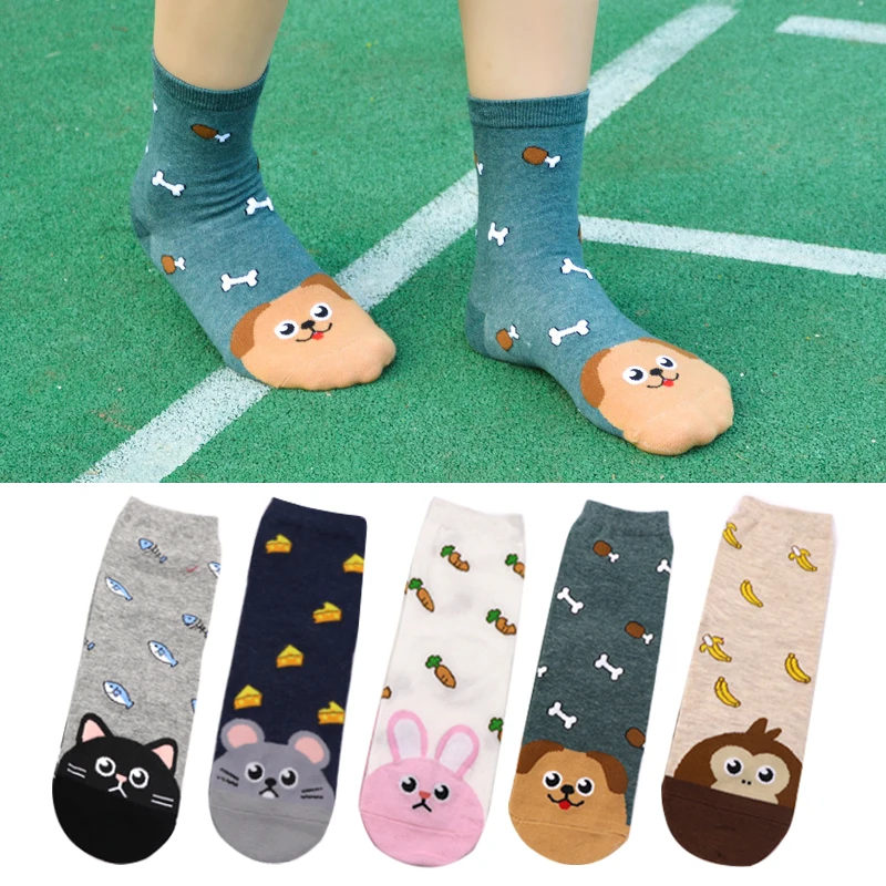 1/3 пары носков с героями мультфильмов Для женщин модные носки с изображением забавных милых животных носки до лодыжки на весну и зиму