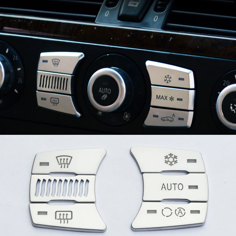 

6Pcs Car Button Sticker for BMW Old 5 Series E60 520/523/525/530Li Air Conditioner Button Decoration Sticker Auto Parts