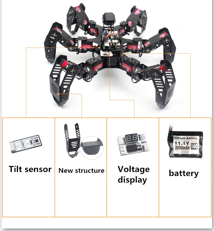 Raspberry 4B/3B 20 кг сервопривод Hexapod Паук бионический робот SpiderPi Программирование OpenCV Smart Ai Vision