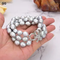GuaiGuai Jewelry Natural Pearl  8'' 3 Rows Gray Rice Pearl Bracelet Lady Women Fashion Jewelry - Image 6