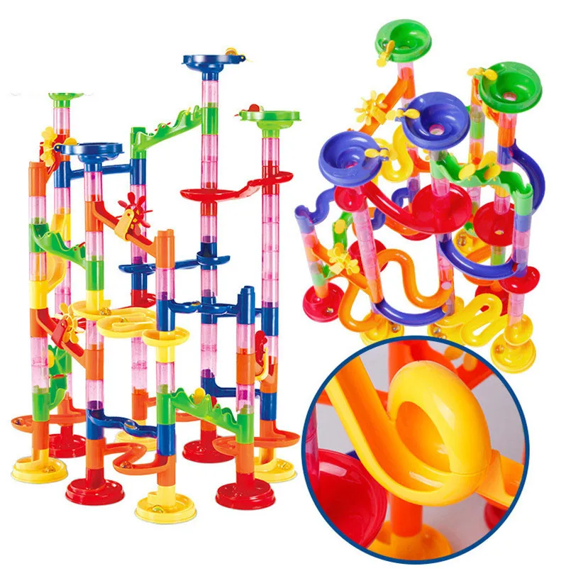 

105PCS Set DIY Marble Race Run Maze Balls Construction Track Building Blocks Children Gift Interactive Game Educational Toy Kids