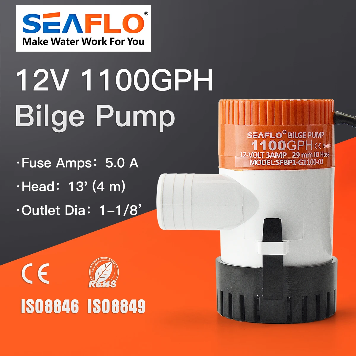 SeafloSubmersiblePumpElectricWaterPump1100GPHFilterWaterMini
