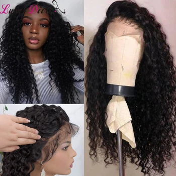 

Luxediva Brazilian Deep Wave 360 Lace Front Human Hair Wigs Long Frontal Wig For Women Curly Lace Wig Pre-pluecked Free Shipping