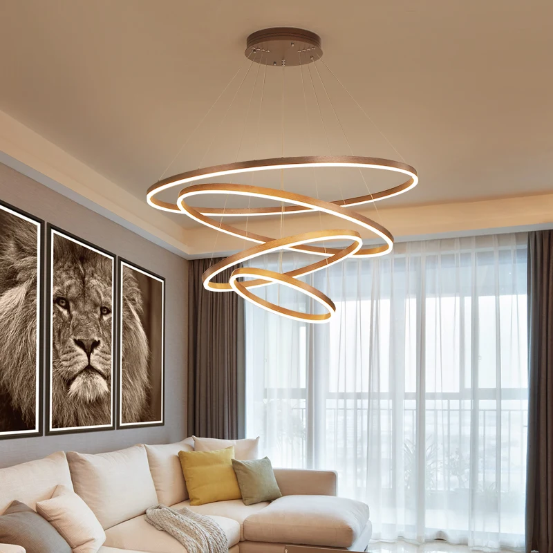 Led Chandelier Home Lighting Aluminum Brushed Rings Gold&Coffee Hanging Lamps for Living Room Dining Table Bedroom led chandelier ceiling chandelier
