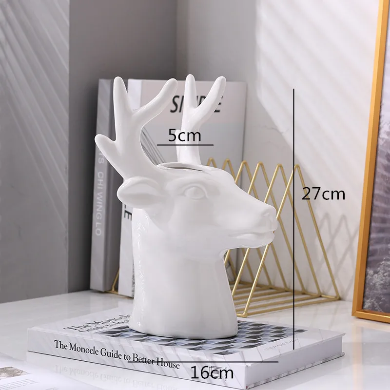 セラミックの鹿の頭の形をした創造的な装飾,動物の頭,手作りの花の装飾