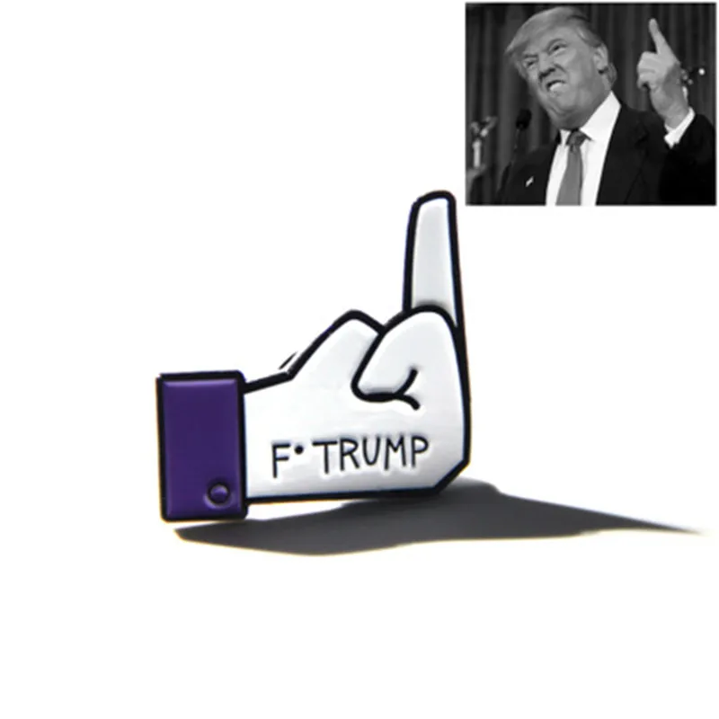 

5pcs TRUMP 2020 Anti Campaign Raised Middle Finger Hand clothing cosplay DIY decoration Enamel Lapel Pin Badge Brooches gift