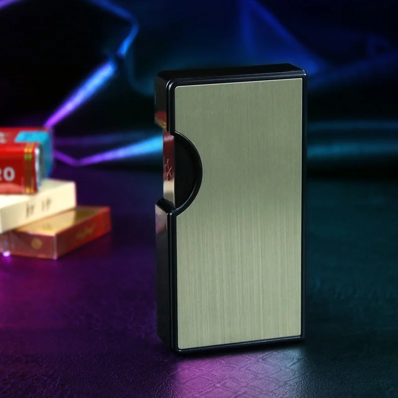 Золотой Сигарета с зарядкой от USB Коробка Чехол металлическая электрическая зажигалка портативная ветрозащитная беспламенная Электронная зажигалка аксессуары для сигарет - Цвет: Золотой