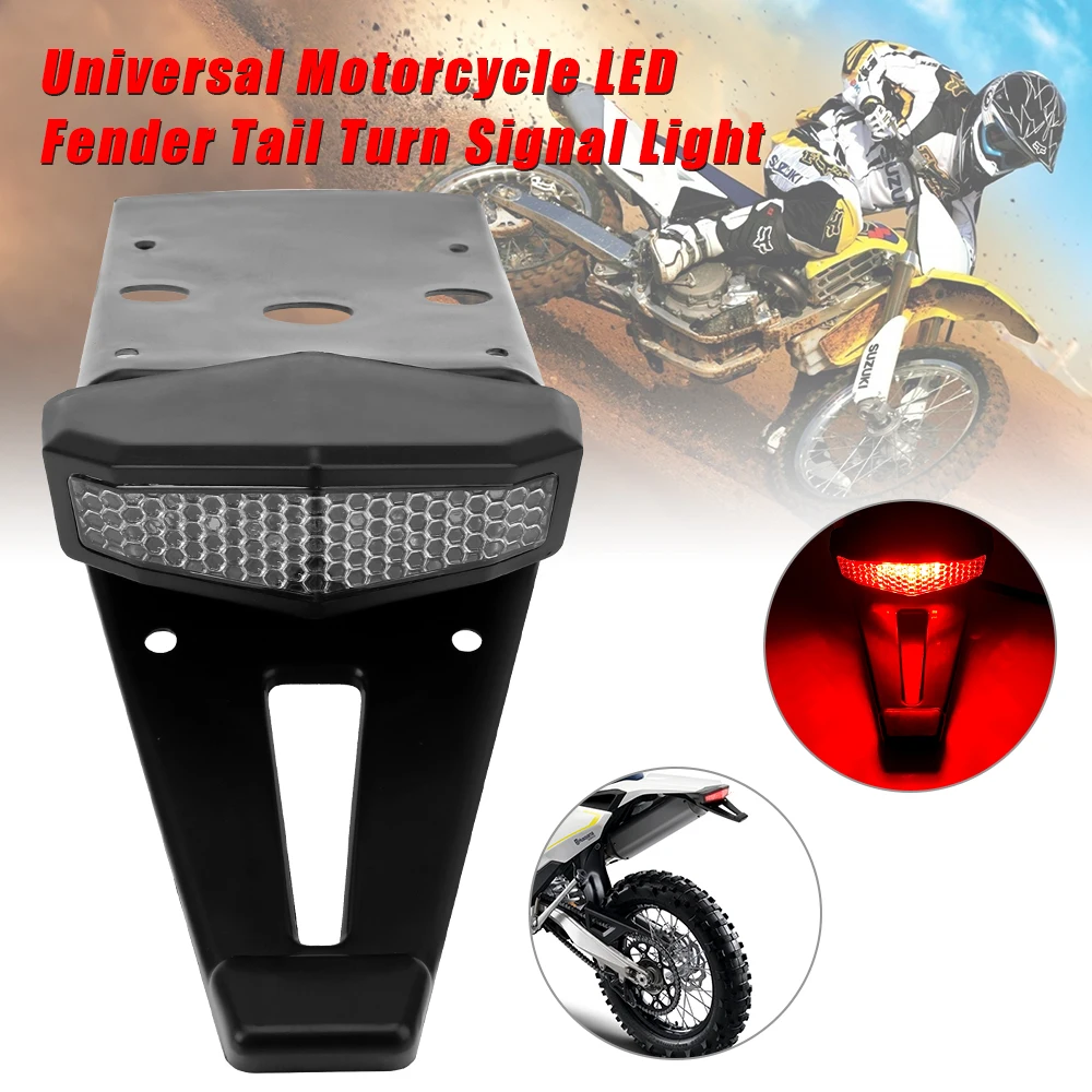 Dirt Enduro Bike LED Rear Fender Brake Tail Light Turn Signal Offroad