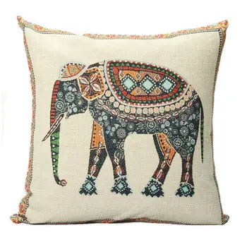 

Indian Knitted Elephant Cotton Linen Throw Pillow Case Cushion Cover Decor