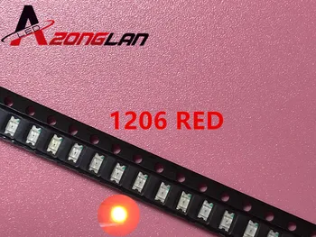 

200PCS Free Shipping 1206 red light light-emitting diode SMD LED 3216 Diodes SMD 1206 led 620-625NM 100-120MCD 2,0-2.6V 3.2*1.6